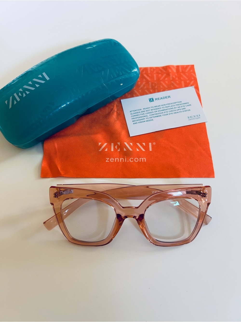 Zenni Transparent Pink Square Cat-Eye Glasses